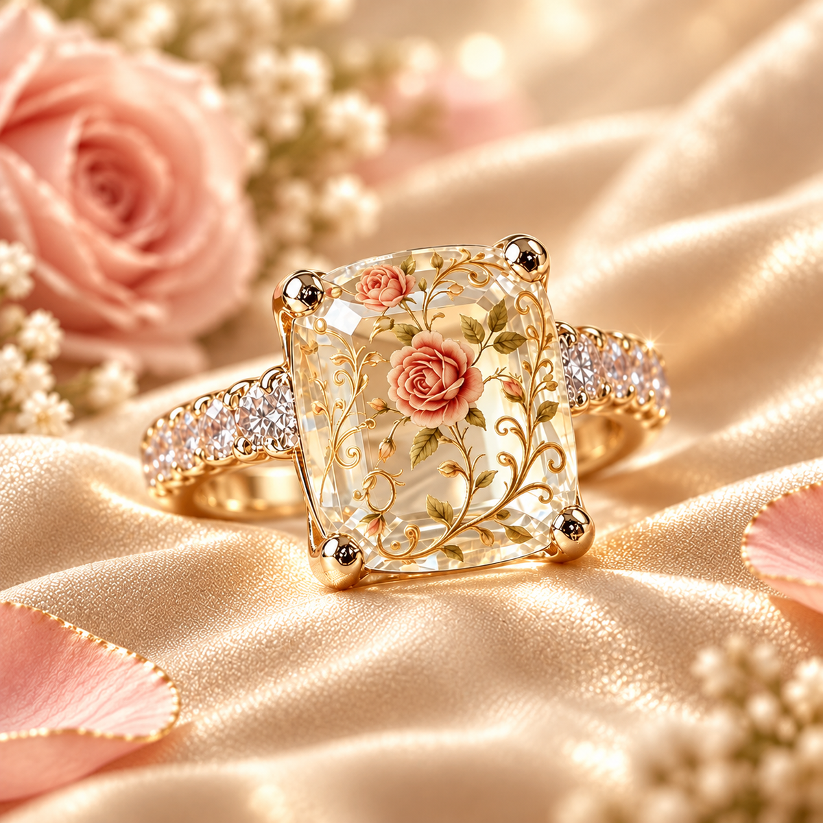 🌸 Vintage Floral Art Ring – Gold-Tone Statement Ring Collection ✨