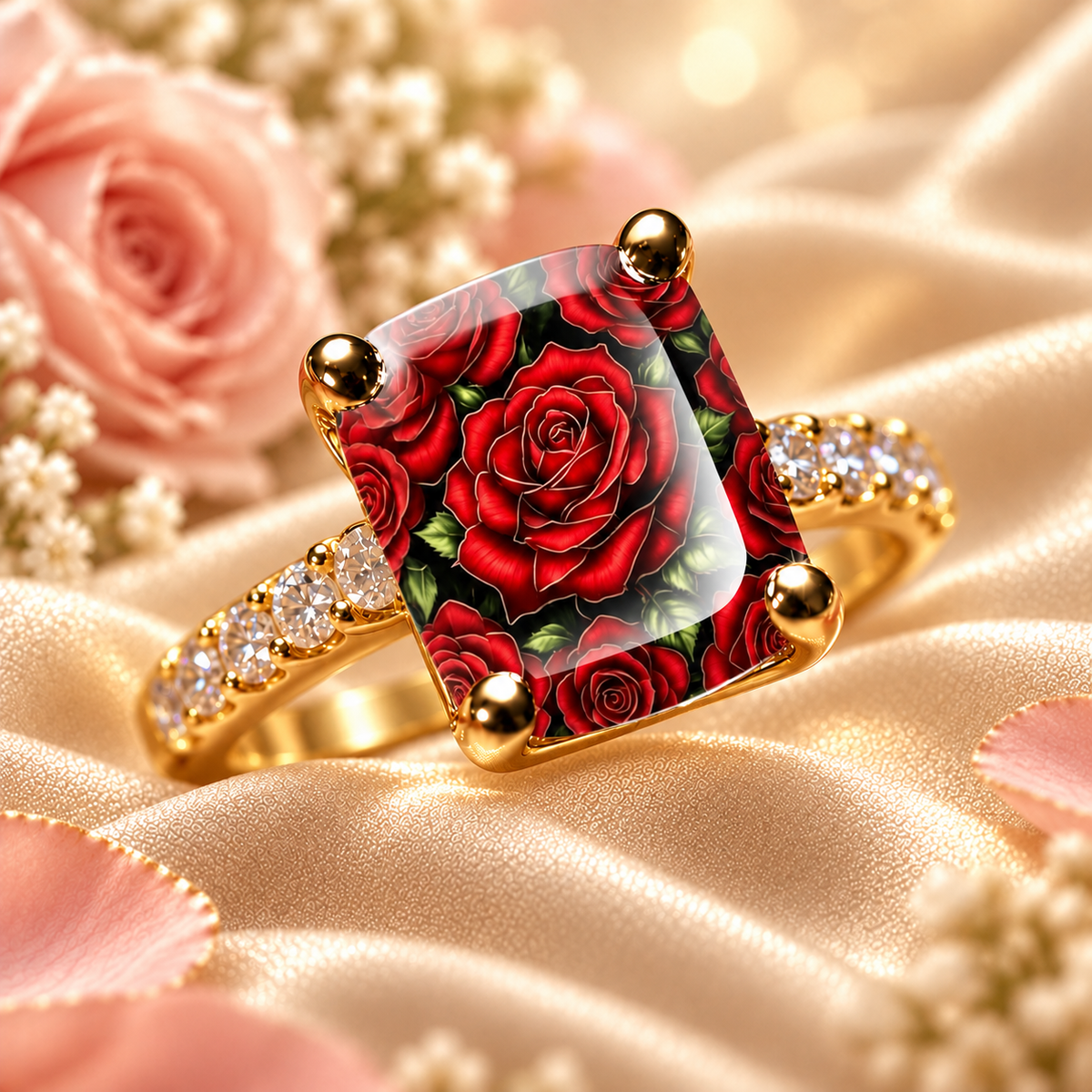 🌸 Vintage Floral Art Ring – Gold-Tone Statement Ring Collection ✨