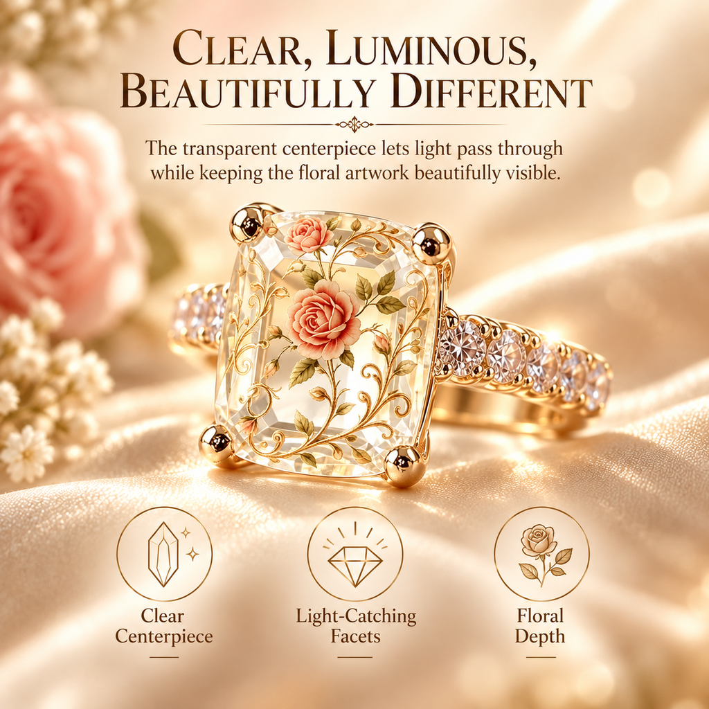 🌸 Vintage Floral Art Ring – Gold-Tone Statement Ring Collection ✨