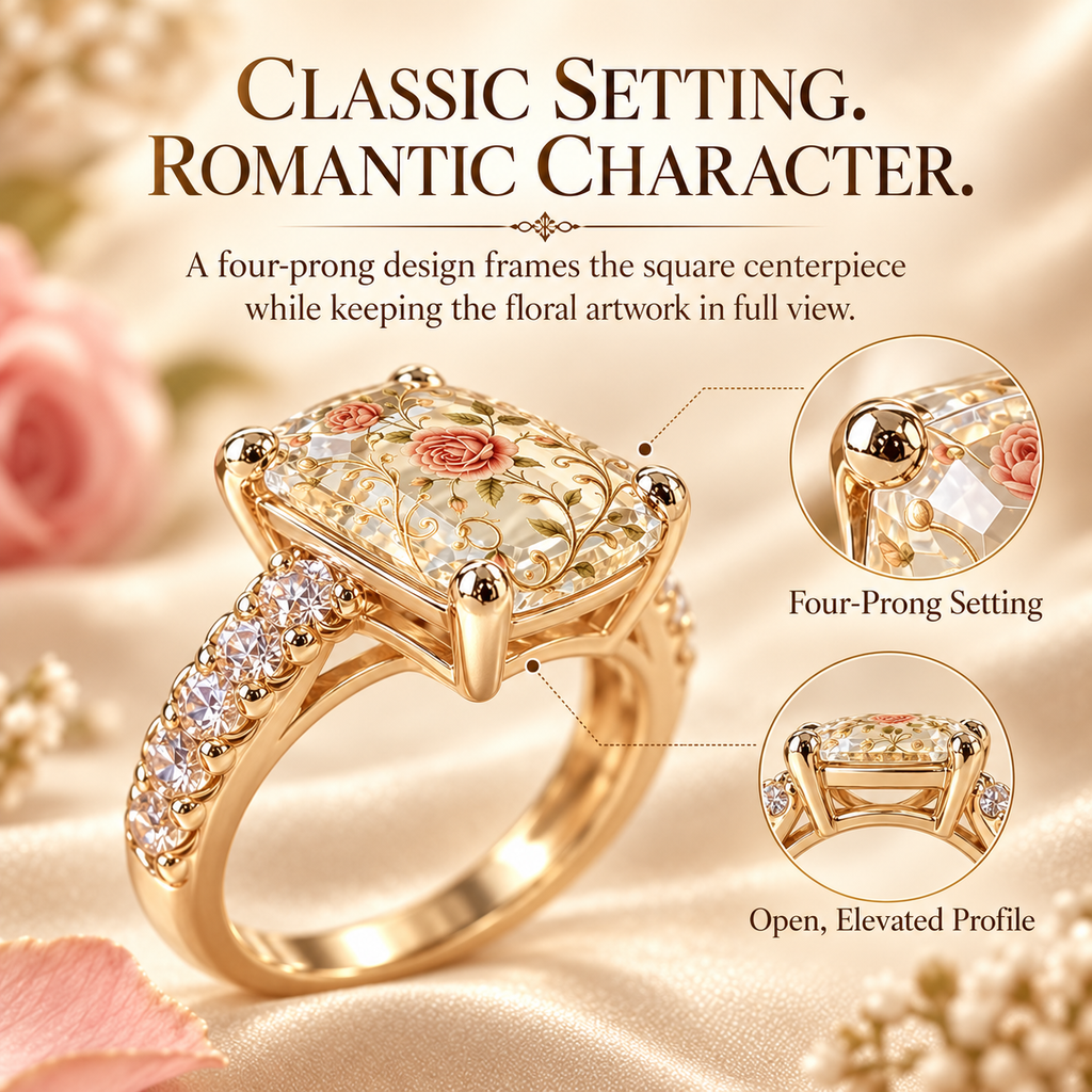 🌸 Vintage Floral Art Ring – Gold-Tone Statement Ring Collection ✨
