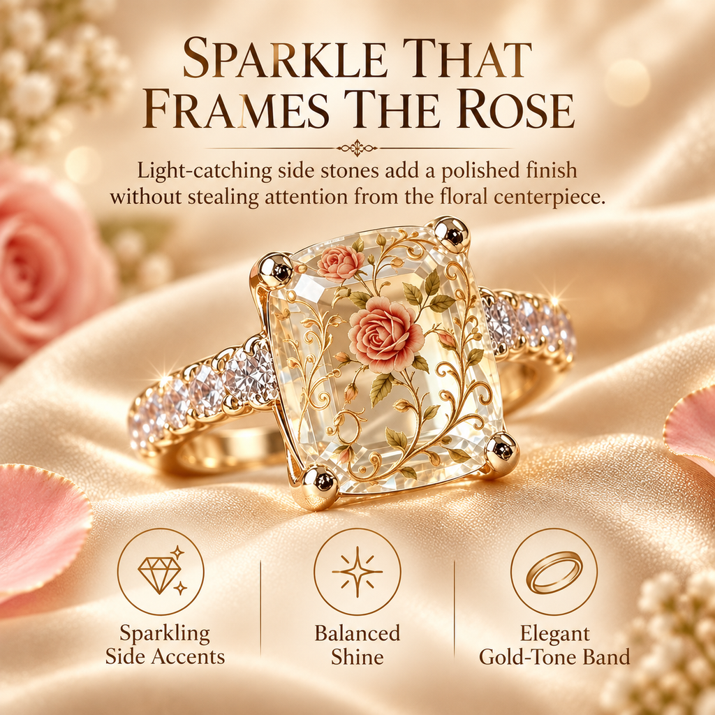 🌸 Vintage Floral Art Ring – Gold-Tone Statement Ring Collection ✨