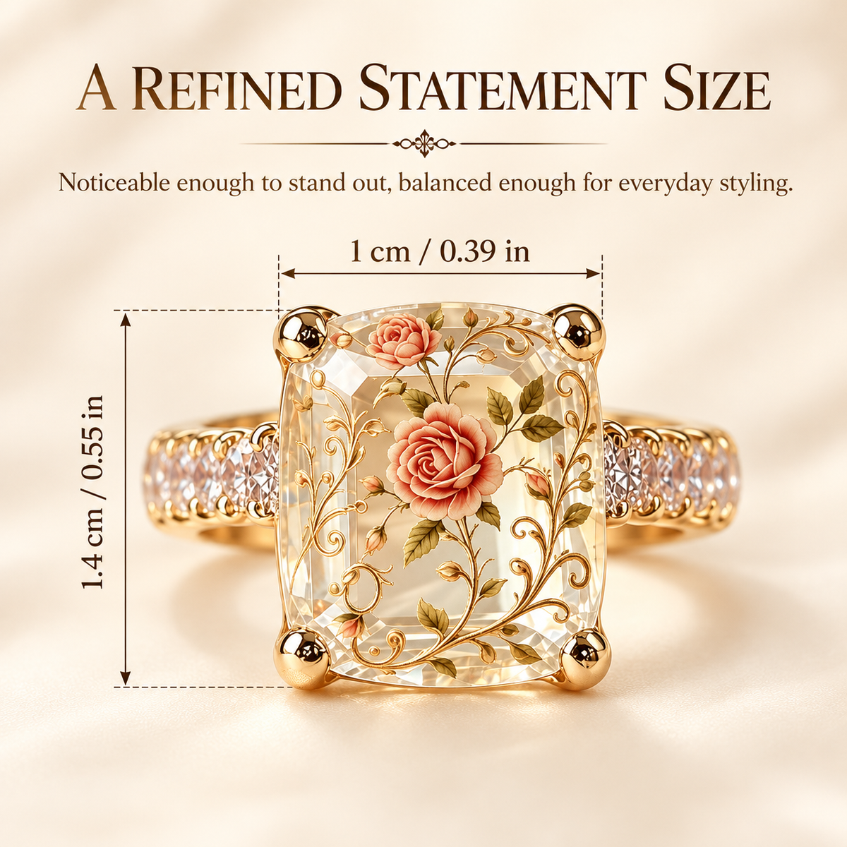 🌸 Vintage Floral Art Ring – Gold-Tone Statement Ring Collection ✨