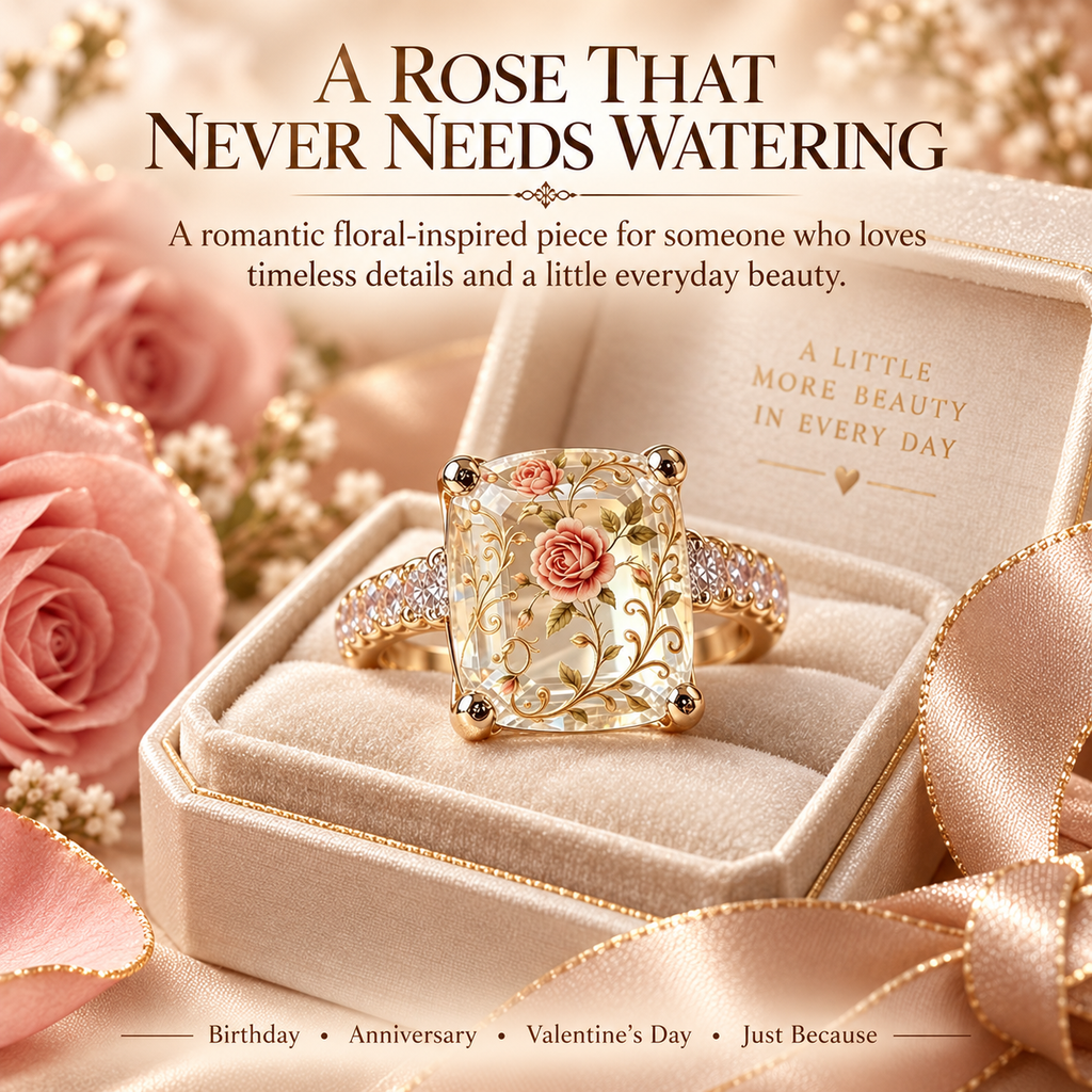 🌸 Vintage Floral Art Ring – Gold-Tone Statement Ring Collection ✨
