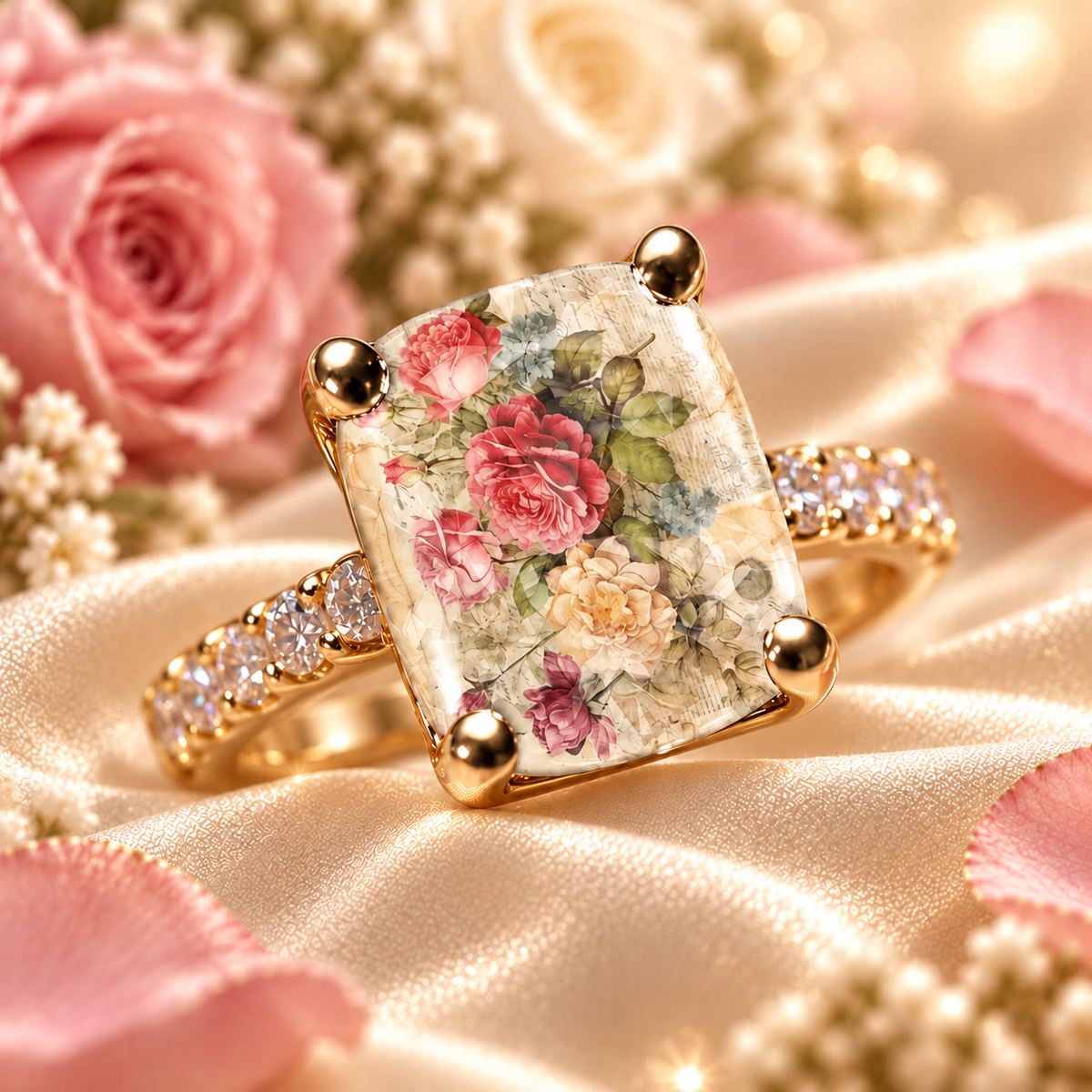 🌸 Vintage Floral Art Ring – Gold-Tone Statement Ring Collection ✨